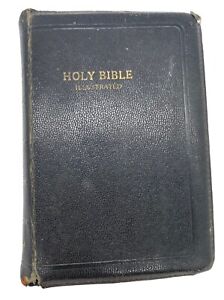 Vintage Holy Bible King James Zipper Case Cross Pull 1950s Small Personalized