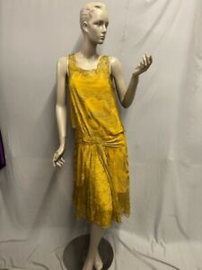 #24-048, 1920's Gold Metallic Lame Dress - Fabulous Fabric
