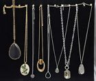 Lot Of 8 Vintage Goldtone Silvertone Necklaces With Pendants Signed Unsigned