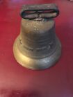 Vintage Swiss Made Solid Brass Cow Bell 4 1/2” Tall With Stars & Crosses &Animal
