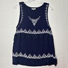 Maurices  Top Womens sleeveless navy blue white babydoll shirt Size XL