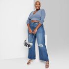 Women's High-Rise Wide Leg Baggy Jeans - Wild Fable Blue 17