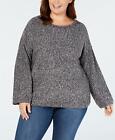 Style & Co Womens Ladies Plus Size Gray Marled Knit Pullover Sweater Size 3X