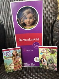 American Girl Doll Lea Clark Meet Outfit Dress Shoes Bag 2 Books Box GOTY 2016