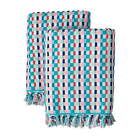 The Pioneer Woman Cotton Bath Towel Dotted Stripe Teal 27in x 52in, Set of 2