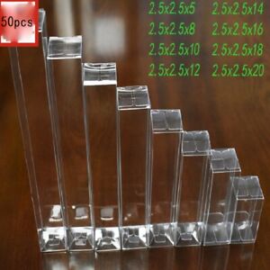 50X Clear PVC Boxes Cube Wedding Party Favour Gift Sweets Box Transparent Empty