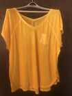 Lane Bryant Yellow Marled Slightly Sheer Double V Neck Tee Top Size 26/28 💛