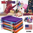 100/200 pcs Organza Wedding Party Favor Decoration Gift Candy Sheer Bags 4x6/3x4