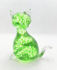 Murano Style Art Glass Cat, Green