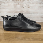 ECCO Men's Soft 8 Luxe Sneaker Black Leather Wide Width Lace up size US 11 EU 45