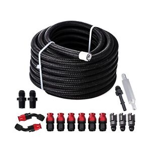 6AN PTFE LS Swap EFI Fuel Line Fitting Kit with 25FT Hose and 15 Fitting E85 AN6