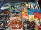 Lot Of 200+ New & Used Fishing Lures Worms Grubs Crawfish Buzzbaits Hooks & More