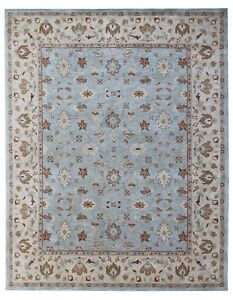 Malika Porcelain Blue Parsian Style Handmade Tufted 100% Woolen Area Rugs/Carpet