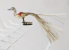 Vtg Blown Glass Clip On Bird Peacock Christmas Ornament Tinsel Tail Germany gold
