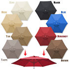 6.5ft Patio Umbrella Replacement Canopy 6 Rib Parasol Top Cover Outdoor Market