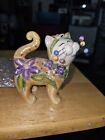 Whimsiclay Amy Lacombe Smiling Brown Cat With Flowers Figurine Annaco VTG