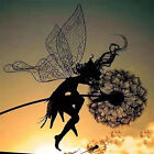 Flower Fairy Elf Dancing with Dandelion Sculpture Metal Garden Fairy Ornaments
