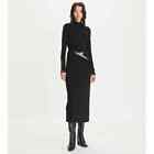 Tory Burch Black Jersey Turtleneck Long Sleeve Midi Dress Size 10