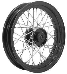 Classic Style SPOOL Wheel 40 Spoke 16 x 3 Black Hub & Rim - Chrome Spokes