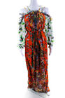Tory Burch Womens Silk Floral Round Neck Cold Shoulder Maxi Dress Orange Size 0