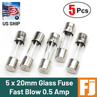 5 Pcs  Fast-Blow Fuse 0.5A 250V Glass Fuses 5 x 20 mm (0.5 Amp) | US Ship