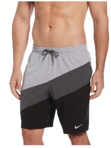 NIKE Men’s Shorts Swim Trunks Color Surge 9”-Black/Grey -Small-New Tags $74