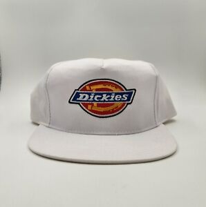 Vintage Dickies Embroidered Snapback Hat New Old Stock White