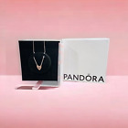 Authentic PANDORA 925 Sparkling Freehand Heart Necklace 380089C01-45 w/Gift Box