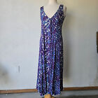 Wind River Trading Company Vintage Purple Blue Star Moon Celestial Rayon Dress S