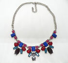 Multicolor Jewel Ballroom Pave Women Crystal Bollywood Silver Jewelry Necklace