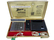 Vintage Zenith Royal 555 Sun Charger Transistor Portable Radio Case Box Extras