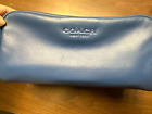 NEW COACH VTG BLUE LEATHER CHUNKY CASE TRAVEL COSMETIC MAKE UP POUCH BAG RARE!
