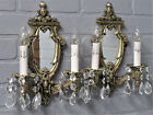Antique Pair High Quality Silver Plate Sconces with Mirrors Crystal Prisms