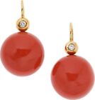 Antique Round Cut Red Coral Dangle Earring 14k Yellow Gold Plated Coral Earring