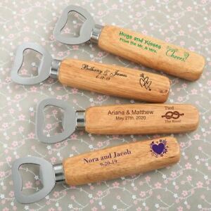 25-200 Personalized Wooden Handle Bottle Opener - Wedding Shower Party Favors
