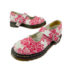 Doc Dr Martens Women Mary Jane Shoes Velvet Floral Pink White 5026 Buckle Size 6