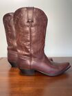 New ListingDingo DI715 Women Brown Leather Snip Toe Western Cowboy Boots Size 8M 1.5” Heel
