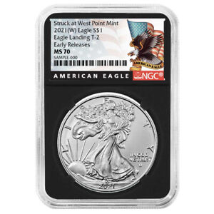2021 (W) $1 Type 2 American Silver Eagle NGC MS70 ER Black Label Retro Core