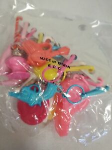 Vintage 80s NOS Plastic Bell Charms (12) Clip On FOR Necklace whistle toilet gun