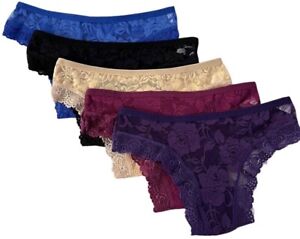 Lot 5 Women Bikini Panties Brief Floral Sexy Lace Cotton Underwear (#F169)