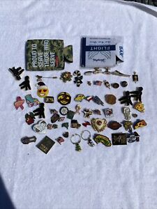 junk drawer Lot Of Vintage To Now Pins, Brooch, Men’s Cuff link, and More.
