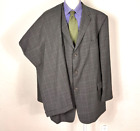 Keneth Cole Suit 2 Piece Gray Glen Plaid Wool Jacket 56L Pants 54X31