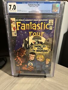CGC 7.0 FANTASTIC FOUR #45 1ST APPEARANCE OF THE INHUMANS STAN LEE STORY 1965 🔥