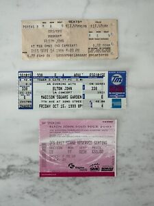 Elton John Ticket Stubs Atlanta 1986 + Madison Square Garden NYC 1999 + Kingston