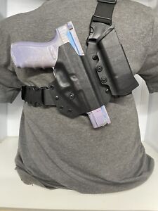 Custom Tactical black Kydex Chest Holster Rig For Glock 20,21,40,41 MOS