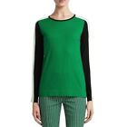 Akris Punto Green Black Ivory Tricolor Merino Wool Sweater Womens Size 12