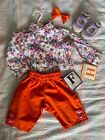Lee Middleton Doll Clothes Floral Print Shirt & Orange Capri Pants Shoes Bow