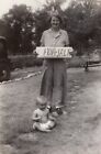Vintage 1940 PHOTO Baby Toddler Boy Humorous FOR SALE Grandma Holds Sign
