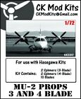 MU-2 Propellers - 3 and 4 blade - For Use With Hasegawa Kits In 1/72