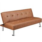 Convertible Futon Sofa Bed Tufted Faux Leather Futon Couch Bed With Metal Legs